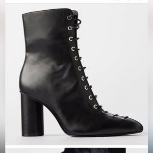Zara healed leather tie up ankle boots. Size 10